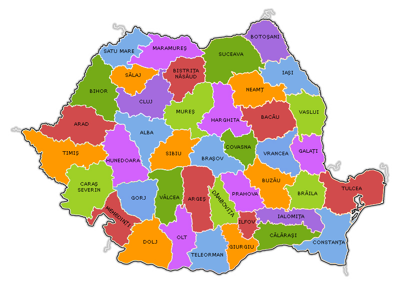 Geografilia Hartă Bac Romania Județe și Reședințe De Județ